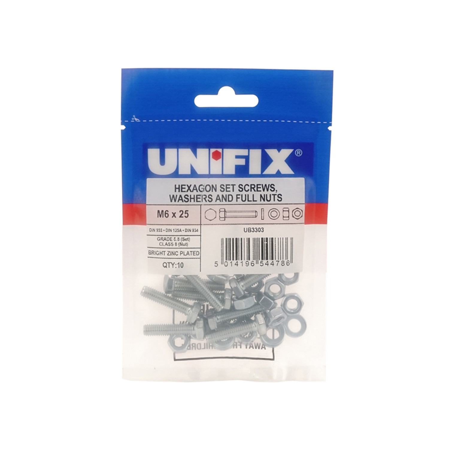 Unifix Grade 8.8 Hex Set M10 x 75 - Box of 20