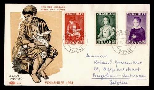 DR WHO 1954 GERMANY SAAR FDC CHILD SEMI POST COMBO PAC CACHET M78940