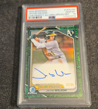 Bowman 2024 Chrome Jacob Wilson Athletics #CPA-JWI Green Grass Auto /99 PSA 10
