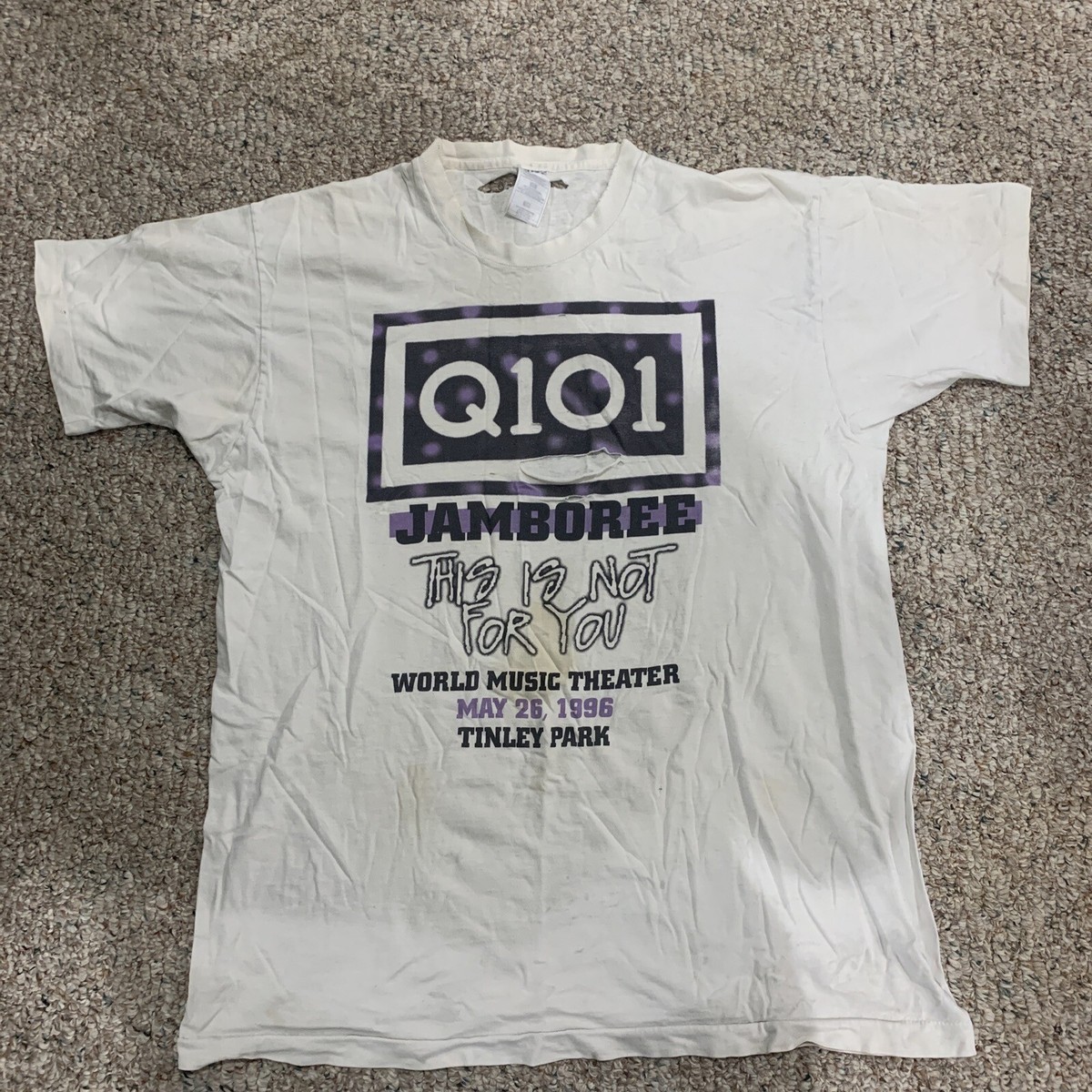 Rare Vintage Q101 1996 Jamboree Concert T Shirt XL THRASHED TORN