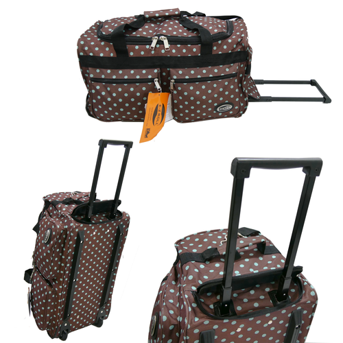 "E-Z Roll" Fashionable Polka Dots Rolling Duffle Bag Size 22"/30"/36" 3 colors - Picture 7 of 37