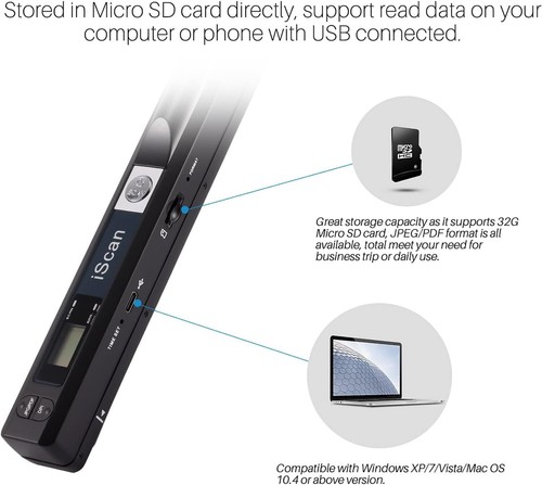 Versatile 900 DPI Handheld Image Scanner - Direct USB Connection with Storage - Picture 6 of 9