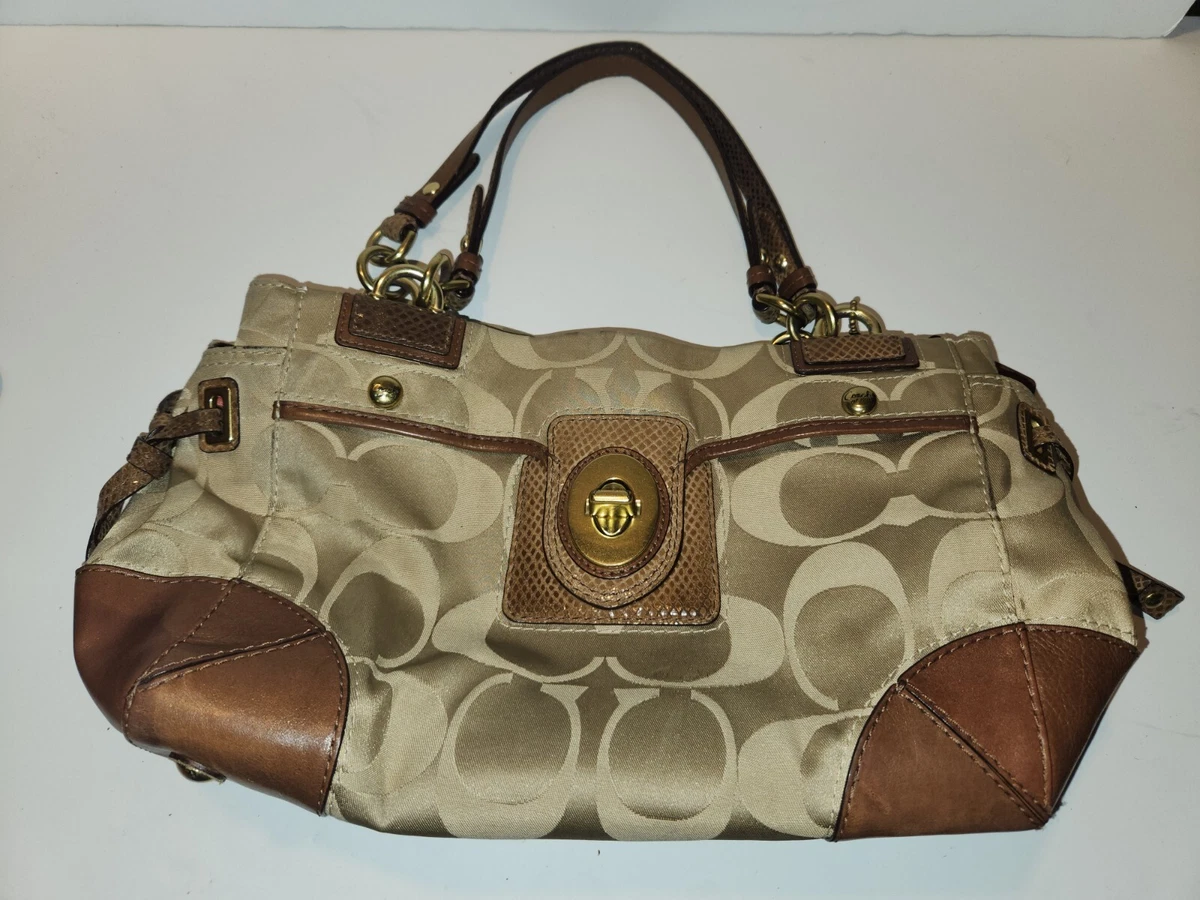 Coach Carryall Peyton Satchel Brown Canvas Signature Shoulder Bag 