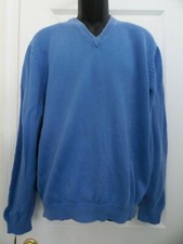 Men's BROOKS BROTHERS Blue Pima Cotton V-Neck Sweater Size Large