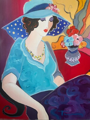 Izchak Tarkay (1935-2012) 'Lady in Blue' (Hand signed by the