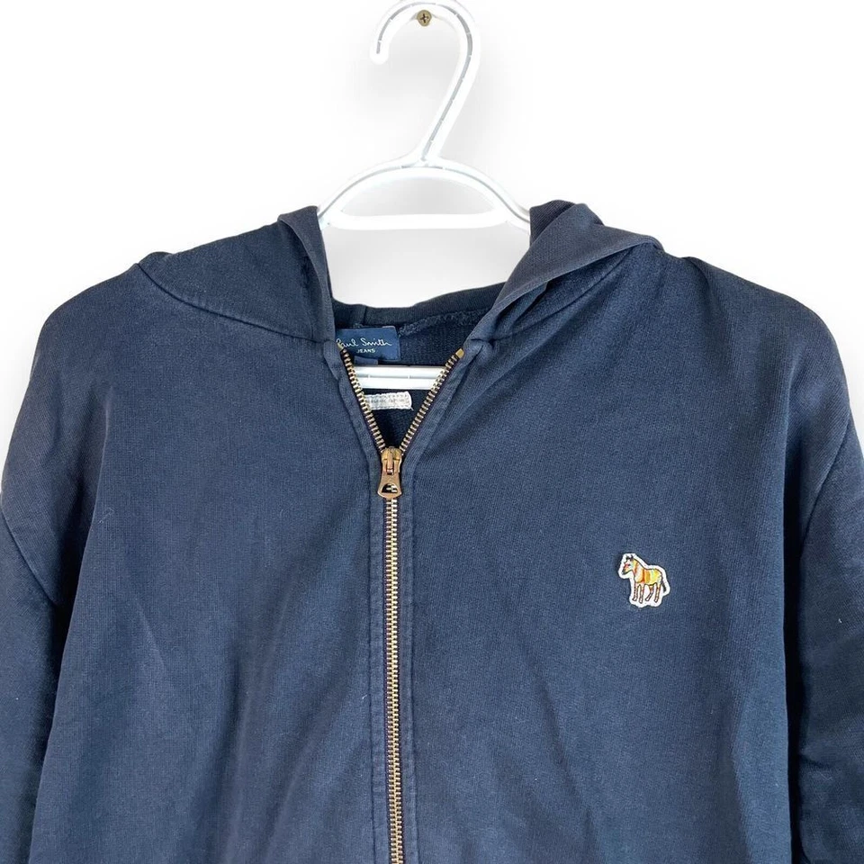 Толстовка с капюшоном женская на молнии Paul Smith L темно-синяя хлопковая радужная зебра ЧИТАЙТЕ - Изображение 2 из 4