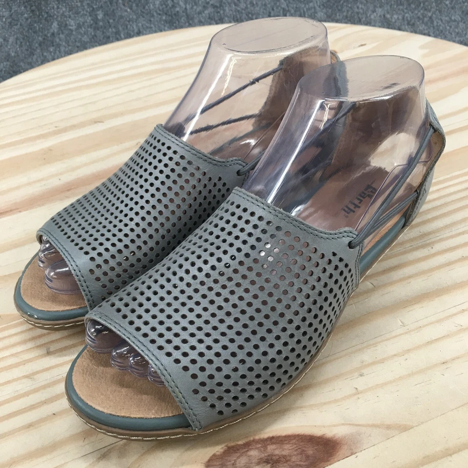 Sandalias Earth para mujer 5,5 Shelly punta abierta planas cómodas cuero gris sin cordones Foto 3 de 4
