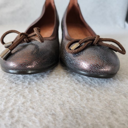 Nuevo sin caja Hispanitas mocasín con mocasín sin cordones tacón bloque cuero marrón metálico talla EU37 - Imagen 9 de 10