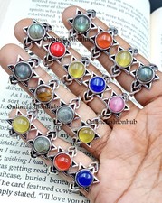 Labradorite & Mix Gemstone 925 Silver Plated Wholesale Lot Boho Rings Jewelry