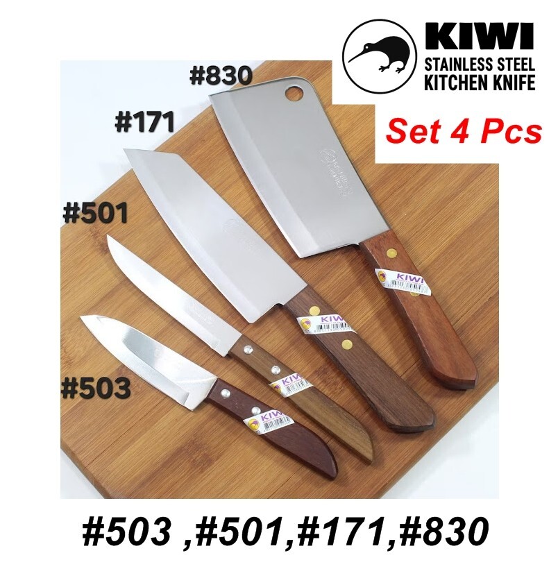 KIWI Knives Set 171 172 Classic Wood Handle Butcher Fruit Pairing