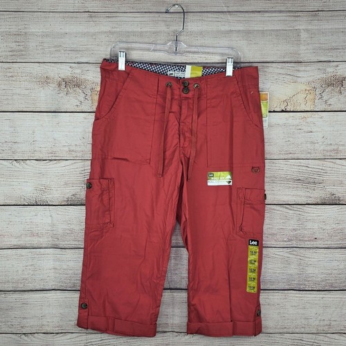 Lee Relaxed Fit Flex-to-Go Relaxed Fit Cargo Capri Pants Orange Medium NWT