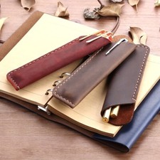 1PC Handmade Genuine Leather Pen Bag Case Cowhide Single Pencil Pouch Retro