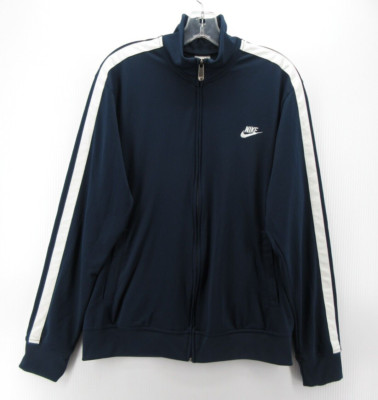 Nike Jacket Men Large Blue Track Coat Warm Up Soccer Full Zip Running Y2K Swoosh
