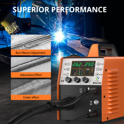 5IN1 MIG Schweißgerät Aluminium 240V mit Induktivitätsregelung & Pre-Flow