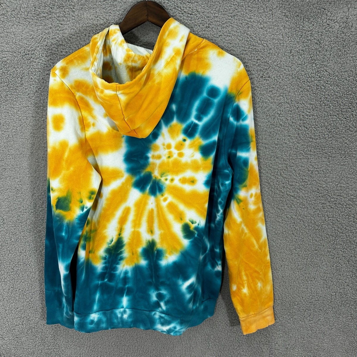 Guess Sweatshirt Mens Medium Blue Yellow Tie Dye Pullover Hoodie Gorpcore  Skater