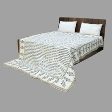 Indian Hand Block Print Jaipuri Razai Reversible Quilt Blanket Floral Cotton