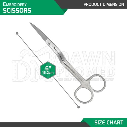 Machine Embroidery Double Curved Scissors 6" Pro Bent Handle German Grade - Picture 2 of 8