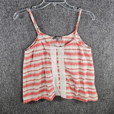 KAPITAL Women's Striped Cotton Blouse Top Medium Sleeveless Red Grey