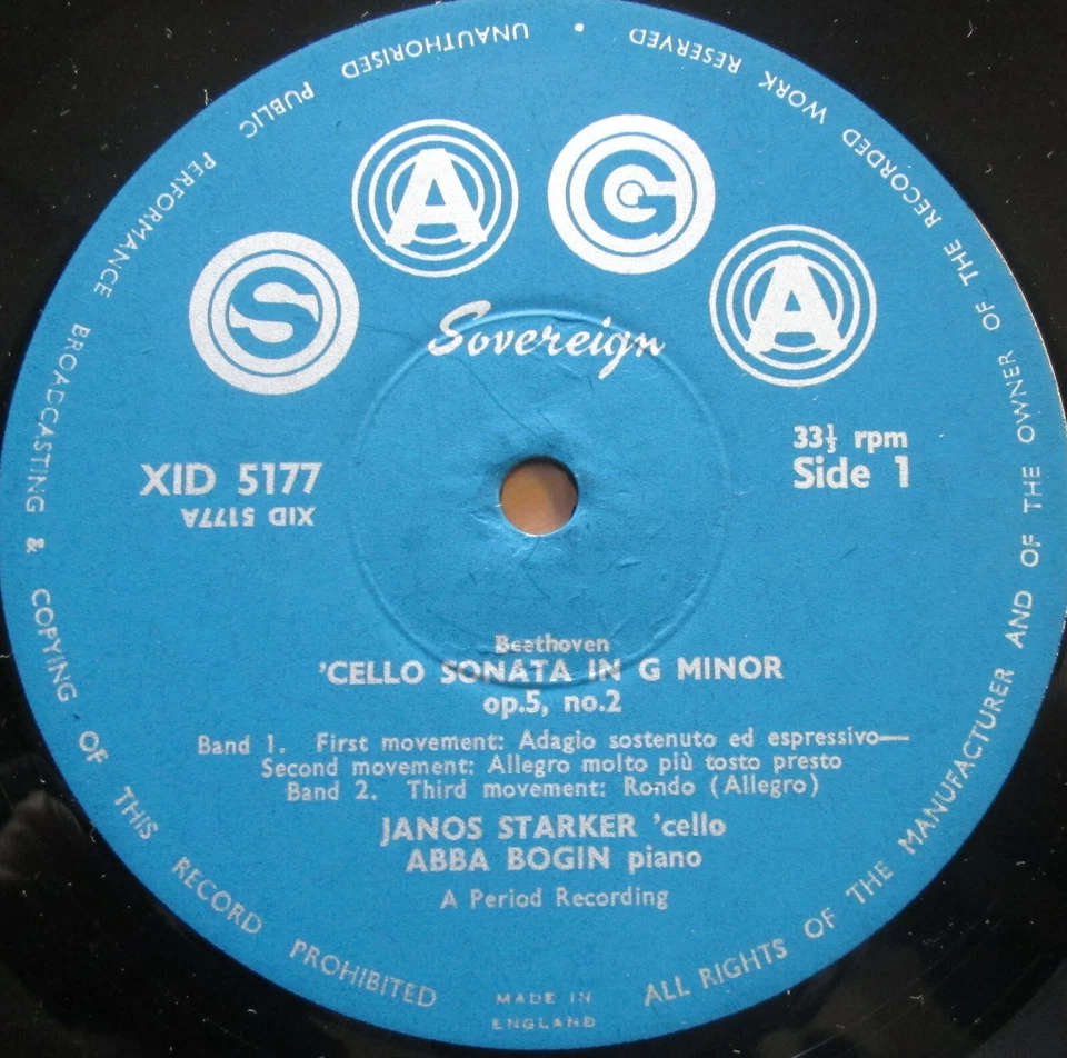 XID 5177 Janos Starker Beethoven Cello Sonatas Volume 2 Saga Mono Vinyl EX/VG - Image 3 of 4