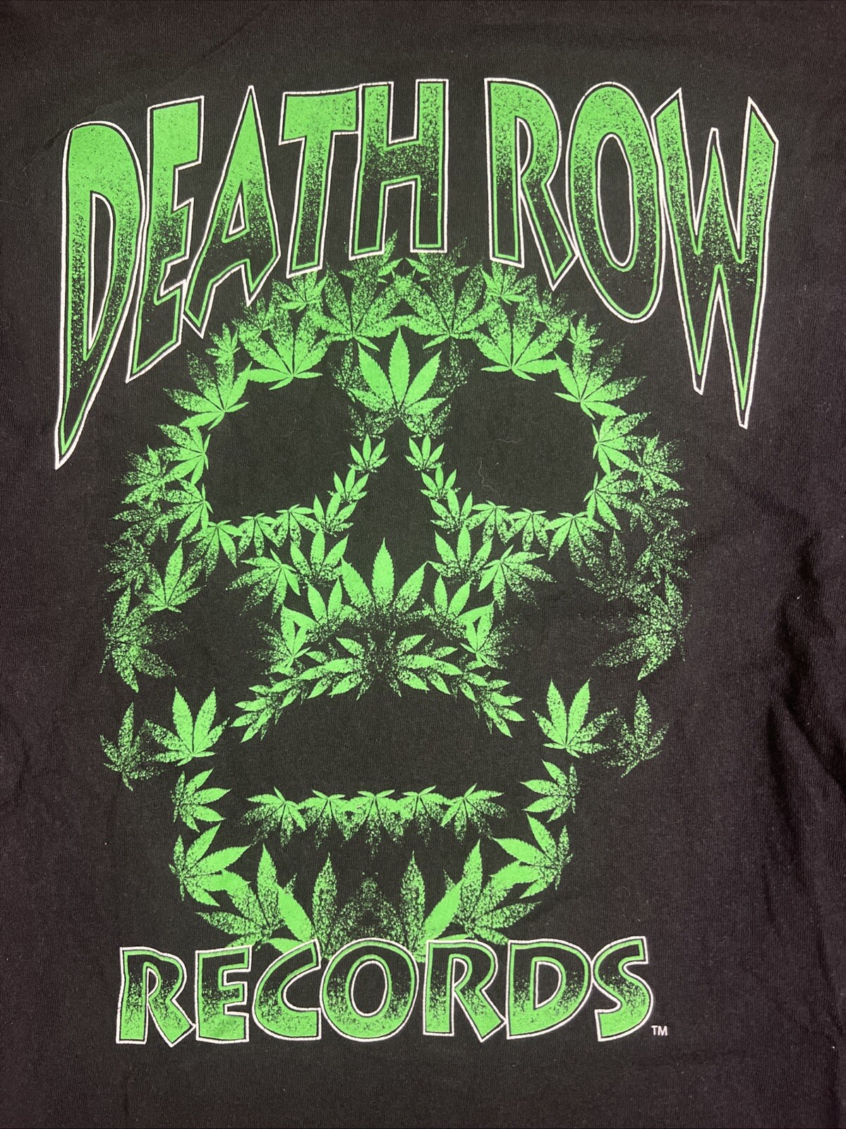 FILA Camicia uomo Death Row Records marijuana verde foglia nera scheletro rara hip hop