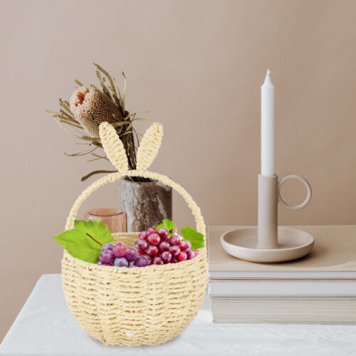 Rabbit Ear Woven Flower Basket Hand Woven for Home and Party Decoration