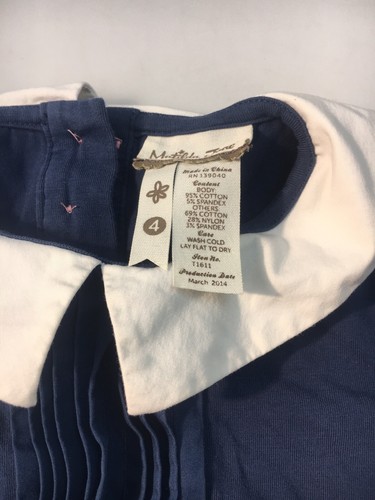 Matilda Jane 4 Girls Navy Blue Secret Fields Blouse Shirt peter pan collar Top - Picture 3 of 8