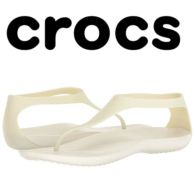 Crocs Sexi Serena Thong Sandals Oyster White Ivory Slip Ons Women's Sz 10 | eBay