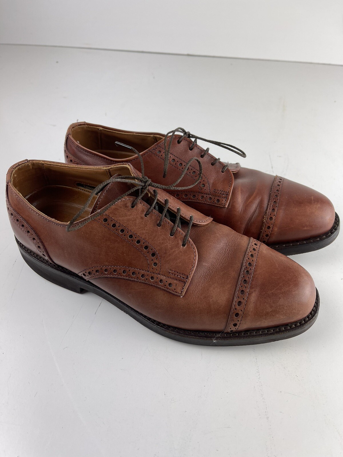 SAOLA Scarpa Allen Edmonds Benton Cognac Cap Toe Derby da uomo taglia 7D Oxford