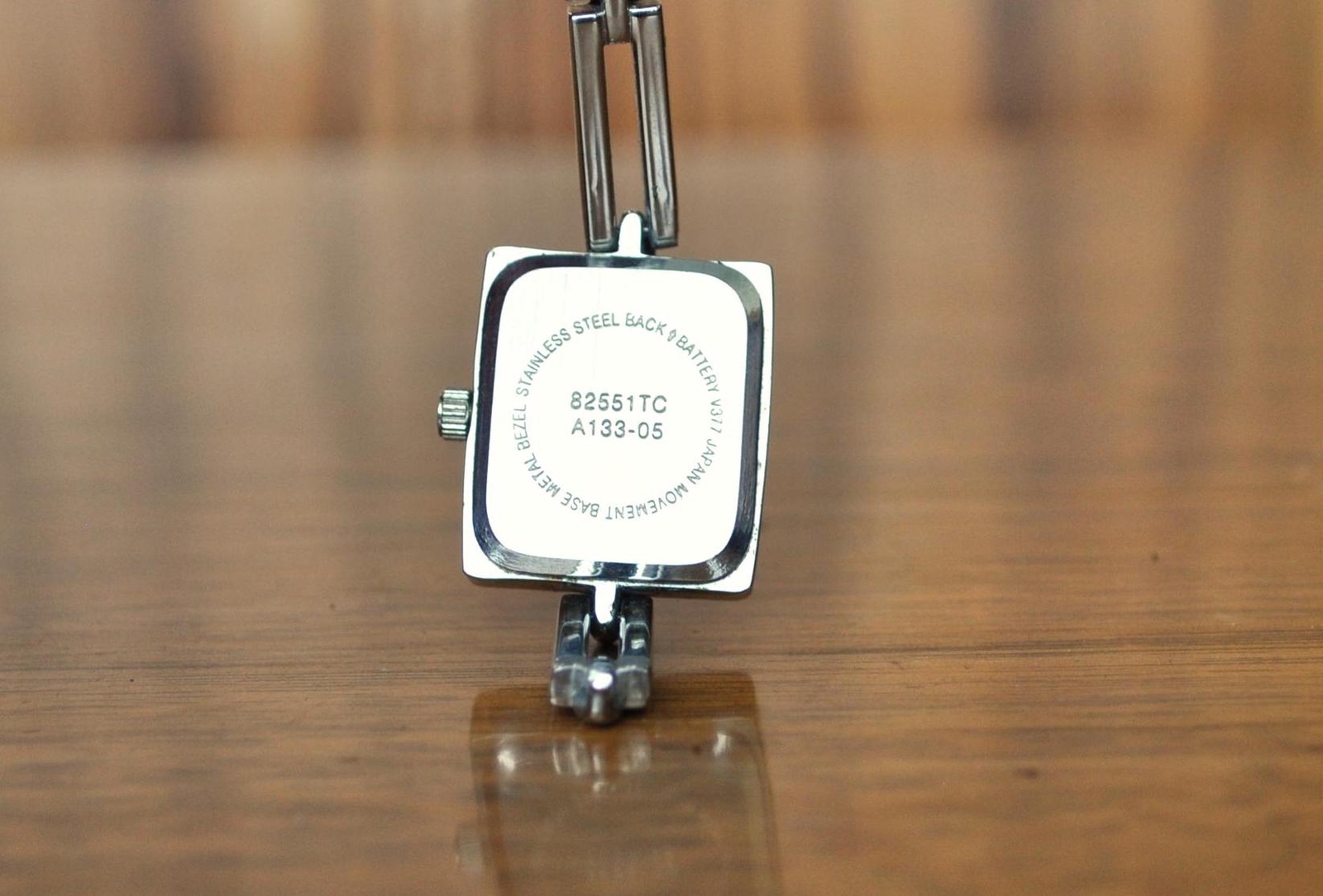 Antique Silver Tone Dial Rectangle Case Link Brac… - image 4