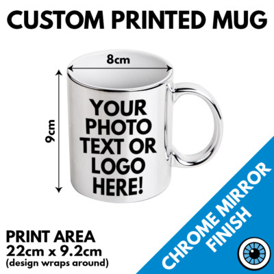 Gold Silber Chrom maßgeschneidert bedruckte Tasse   Druck Tasse Geschenk Bild Text Logo Becher