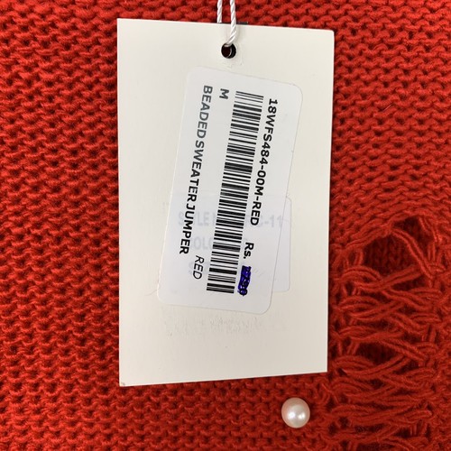 Breakout Knitwear Sweater NWT Women M Red Factory Destroyed Pearl Embellished - Picture 7 of 12