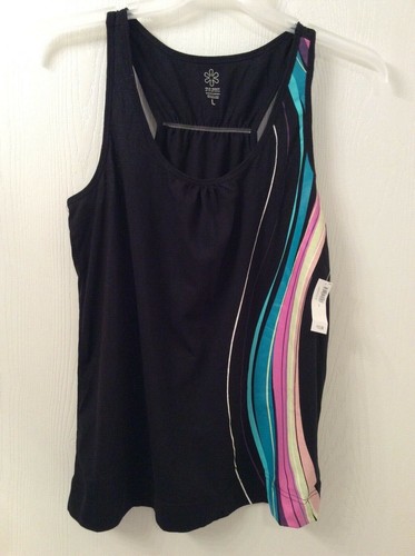 Old Navy Active Women's Top-Black with Rainbow Accent-Size Large-NEW with TAGS