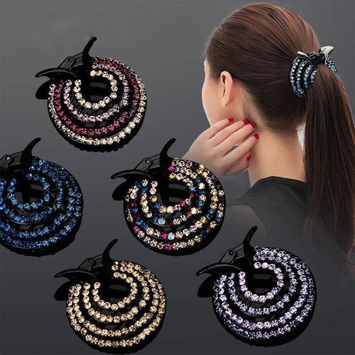 Rhinestone Floral Hair Claw Women Hair Pin Clip Roller Bird Nest Ponytail - Picture 1 of 17