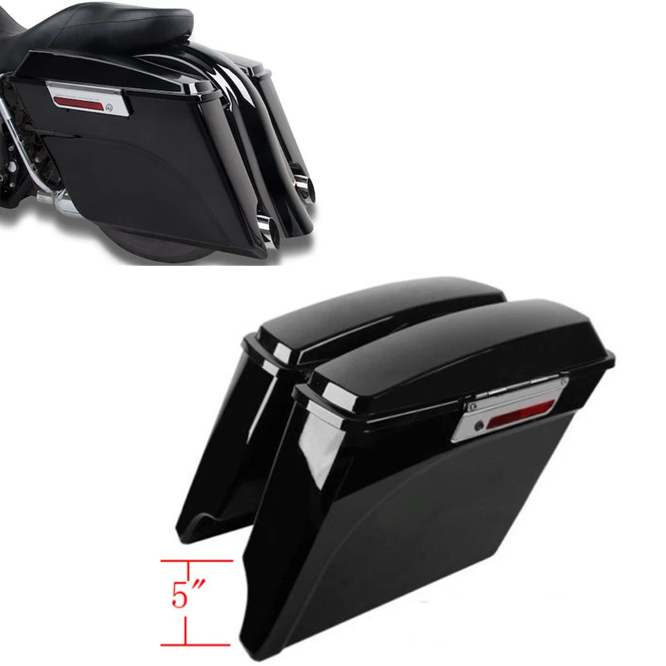 Alforjas duras extendidas de 5" con tapas aptas para Harley Touring 1993-2013 Foto 4 de 4