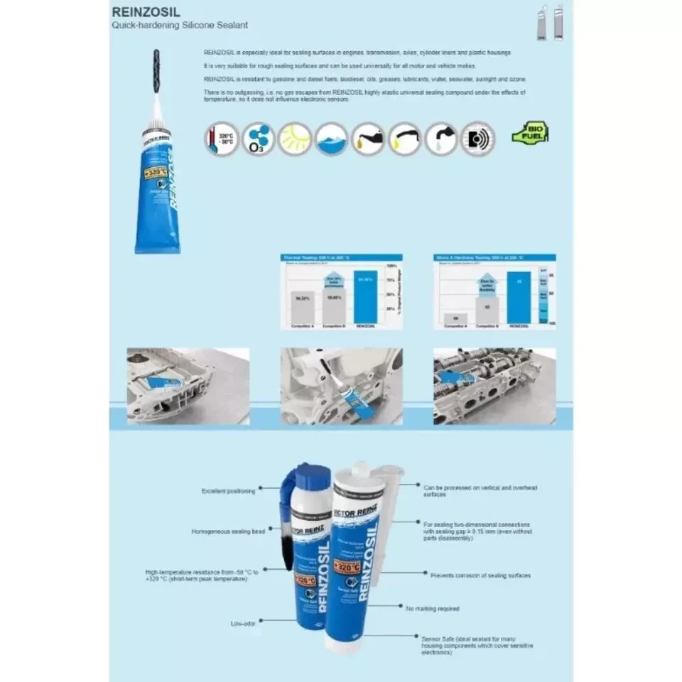 10X ORIGINAL VICTOR REINZ RTV Silicone Reinzosil Sealant 703141410 320°C 70ml - Image 4 of 4