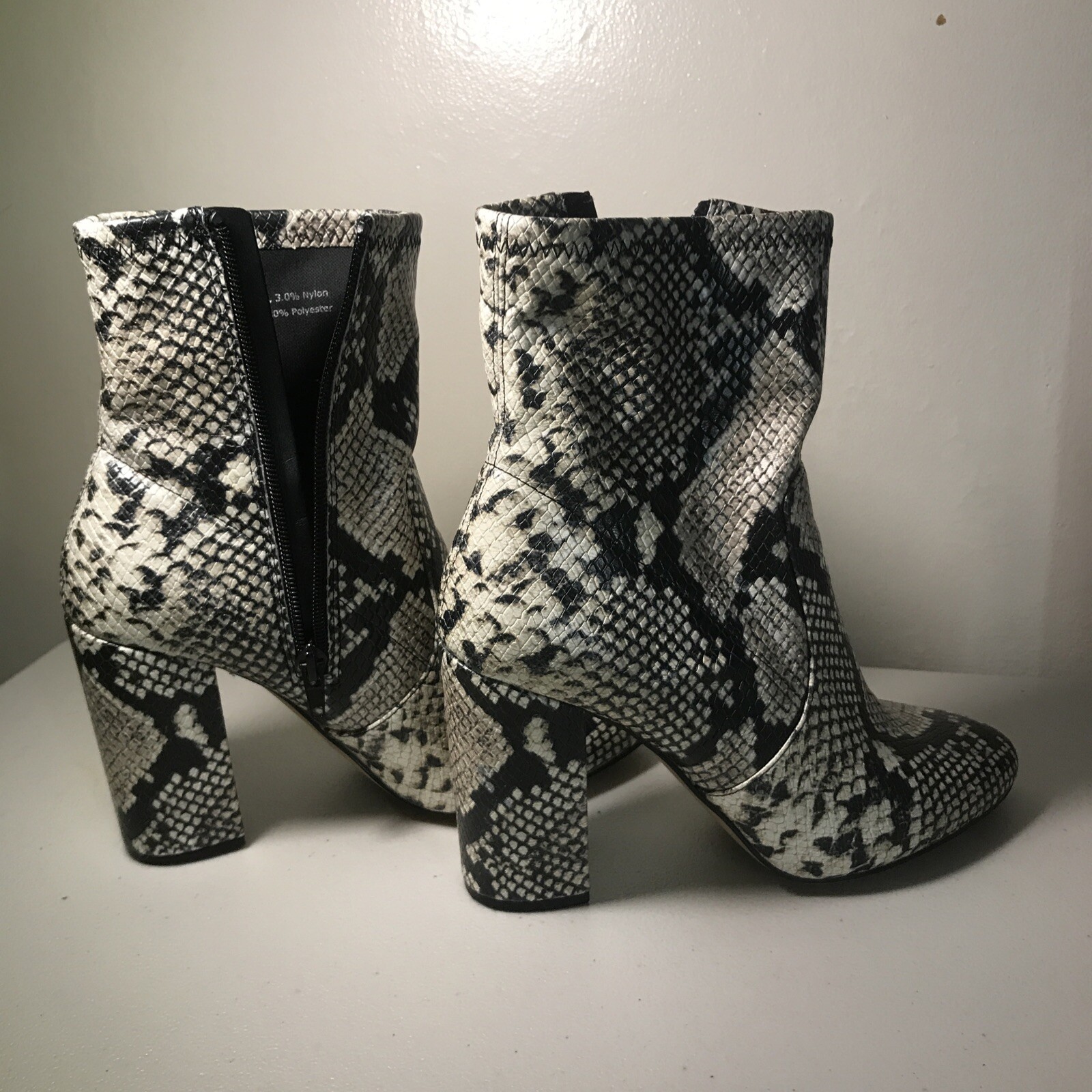 ALDO Snake Print Ankle Booties, Aurella, Sock Boot, Black and Gray