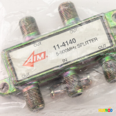 AIM 4-Way Coax Video Splitter 5-900Mhz Digital HD Cable TV F Type RG6 RG11 RG59