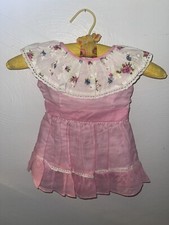 Vintage Baby Girl Pink Lined Dress Flowers Retro 70s Infant Clothes Pink
