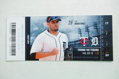 DETROIT TIGERS VS MINNESOTA TWINS 9/15/2016 FULL TICKET ~ J.D. MARTINEZ