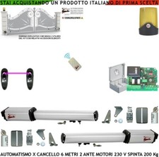 Kit Automazione Cancello Battente 6 Mtri 2 Ante 2 Motori 220 V Radioc Fotoc Faro