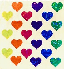 Glittery Micro HEART, HEARTS Sandylion Stickers - 1 square   VINTAGE 