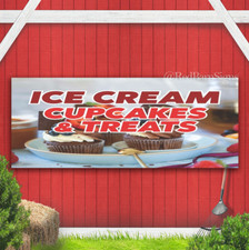 Ice Cream Cupcakes  Treats Outdoor Banner Sign with grommets
