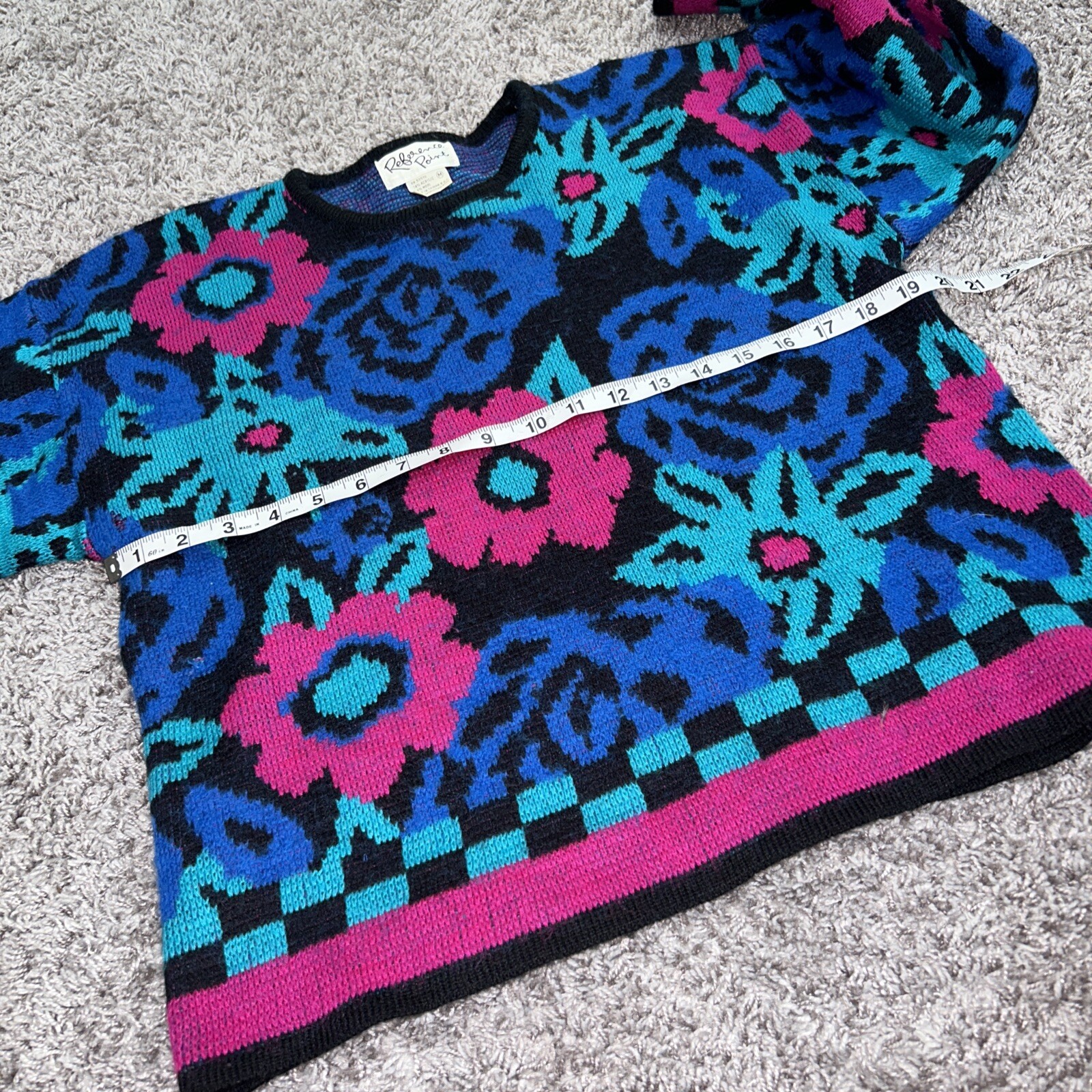 Reference Point Black Blue Pink Wool Sweater Size… - image 5