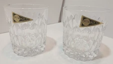 Vtg Royal Crystal Rock RCR Pair of Whiskey Glasses Sogno Pattern Made in Italy