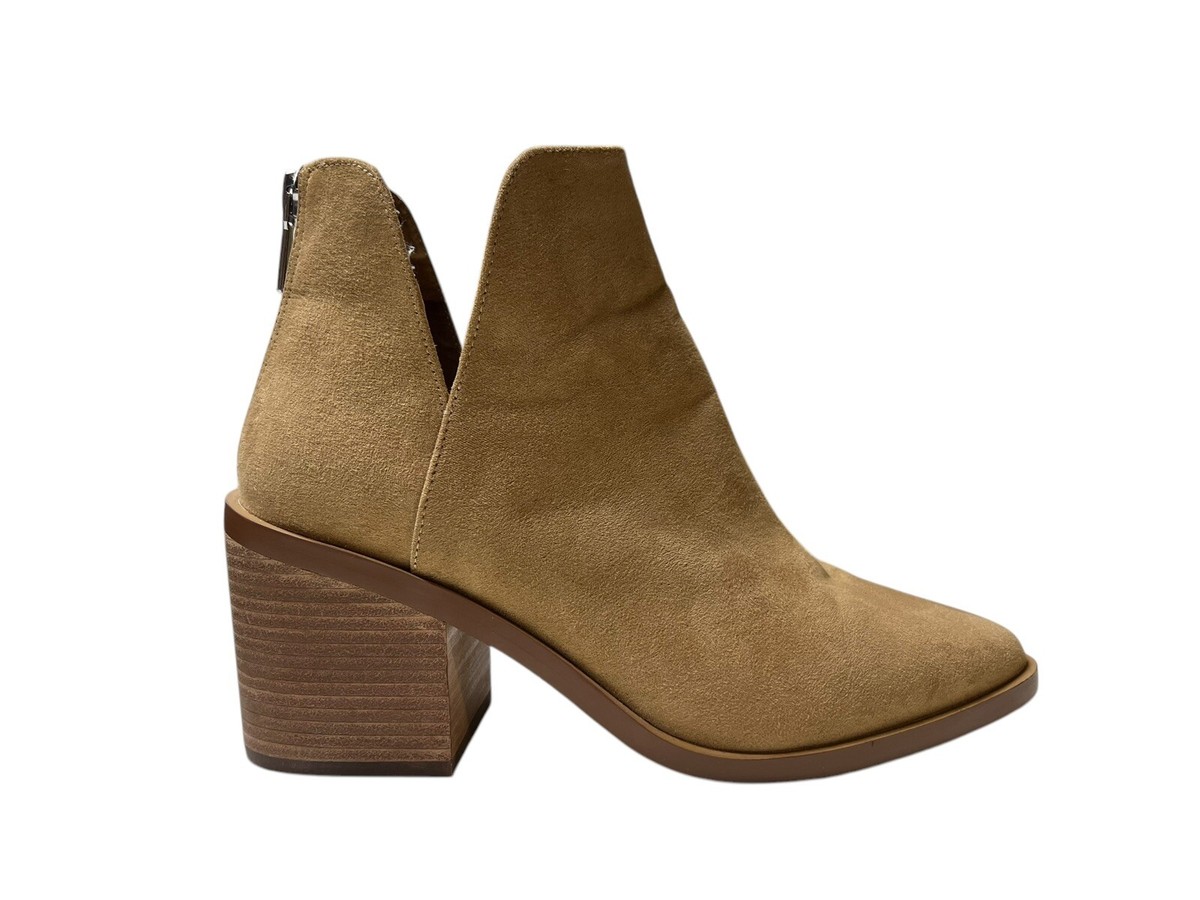 BP Nordstrom Brynne Bootie Faux Suede Chestnut Brown Cutout Ankle Size