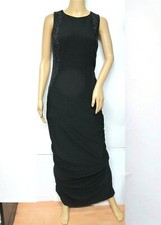 Betsy  Adam Black Sleeveless Side Beaded Embroidery-Trim Gown Size 6
