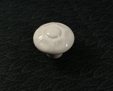 H62 - Lot of 7 White Porcelain Drawer, Cabinet, Pulls, Knobs, Flower Design