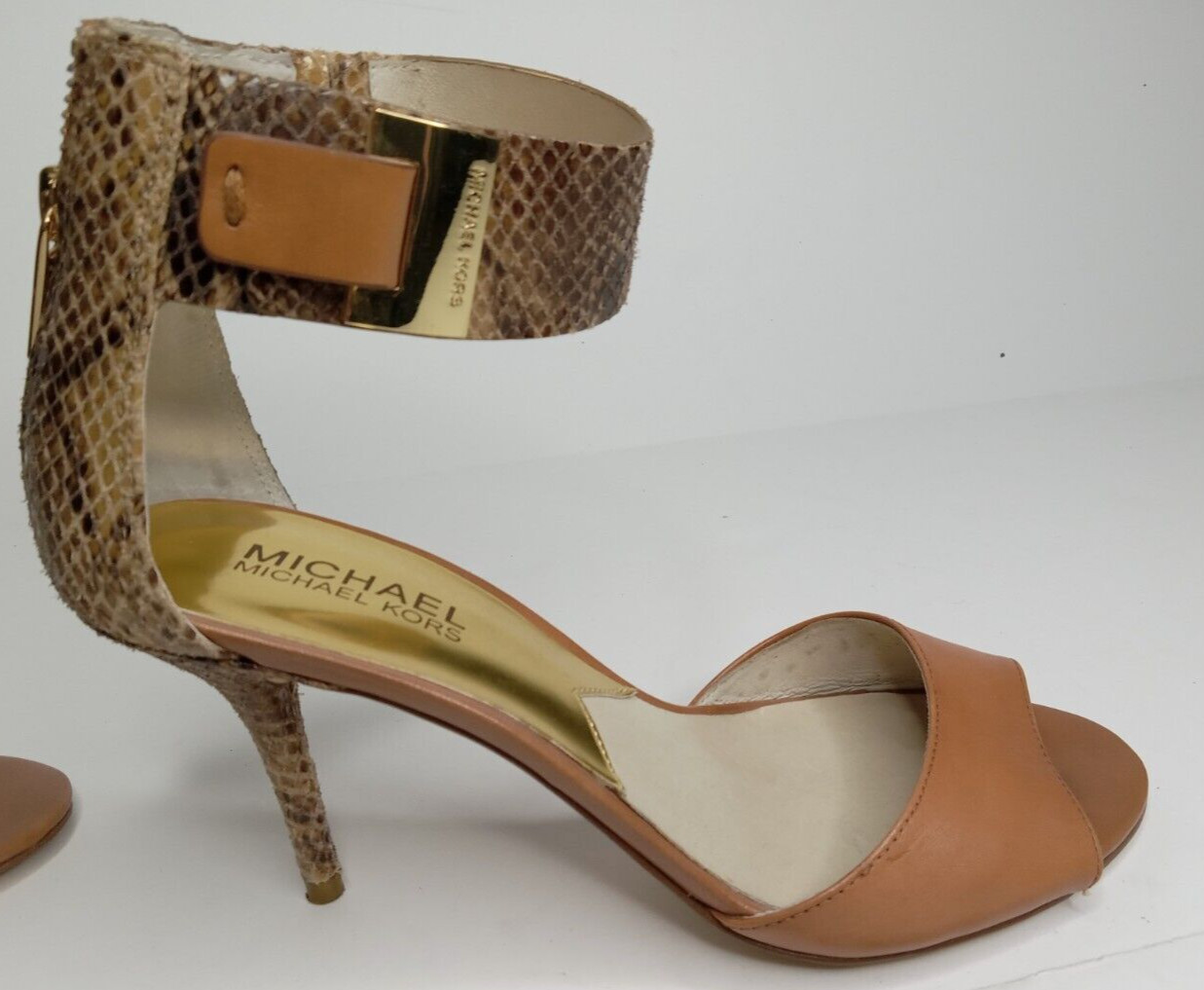 Michael Kors Guillianna Leather/python Open Toe H… - image 6