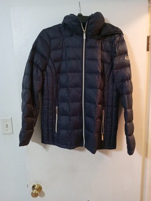 Michael Kors Women's Packable Down Jacket, Dark Blue, Large