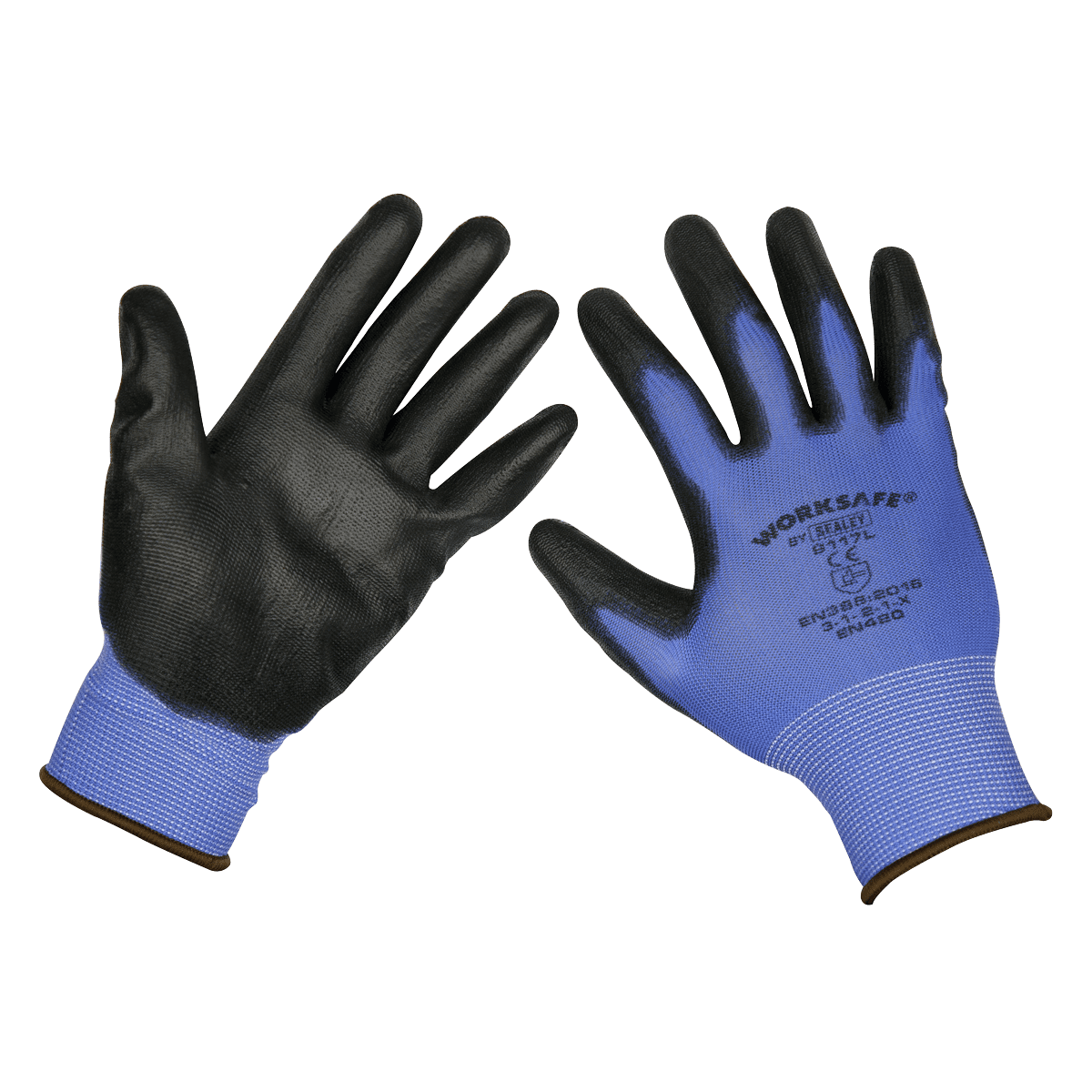 Sealey 9117L-B120 Worksafe Lightweight Precision Grip Gloves, Large - Pack of